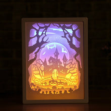 Load image into Gallery viewer, 3D Paper Carving Night Lights LED Table Lamp Bedroom Bedside Night Lights Christmas Halloween Carved Decor Lamp Birthday Gifts